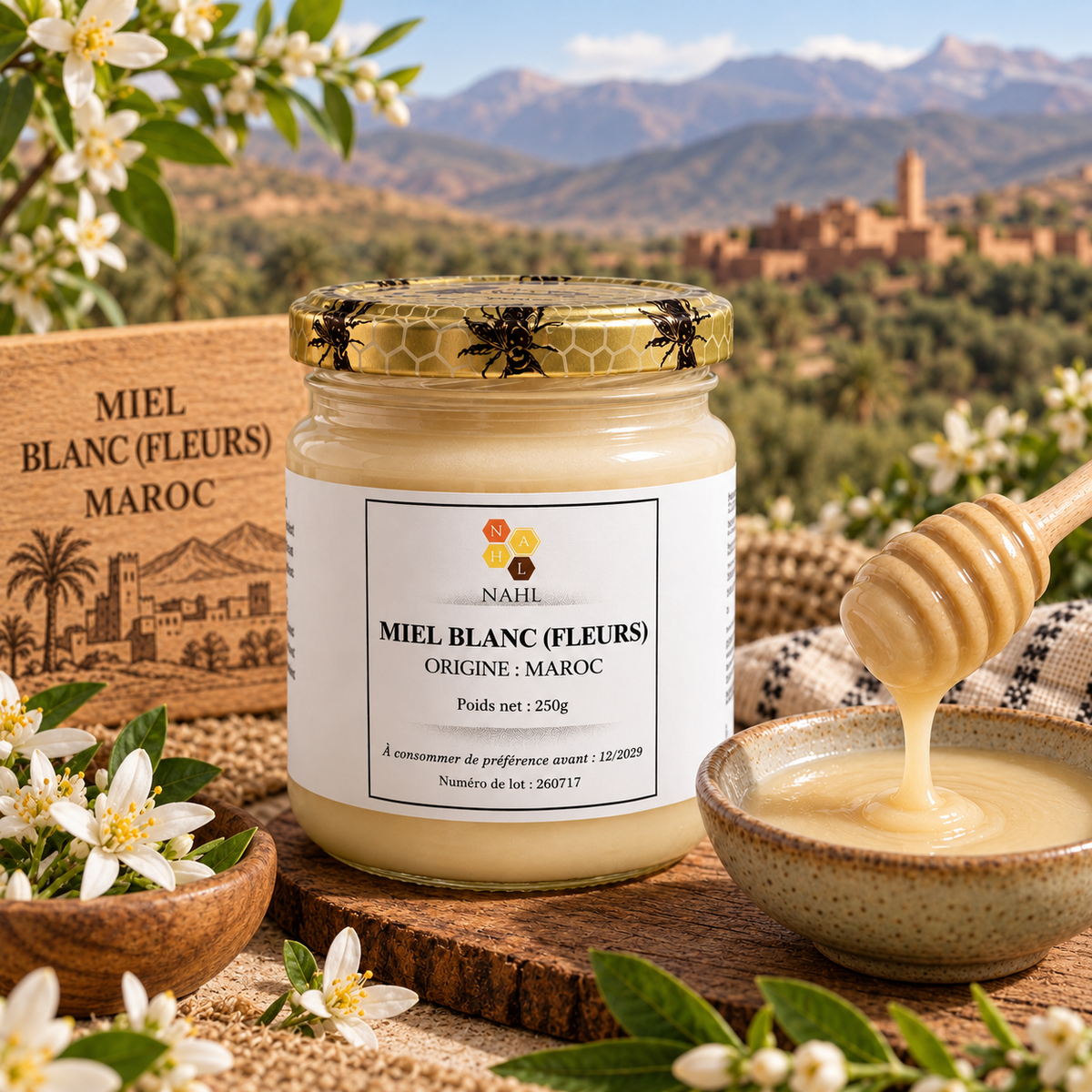 MIEL BLANC (FLEURS) DU MAROC - 250G