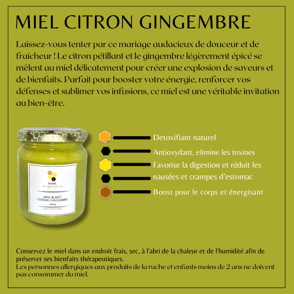 MIEL CITRON GINGEMBRE - 250 G