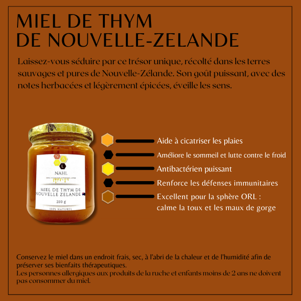 MIEL DE THYM DE NOUVELLE-ZELANDE - 250 G