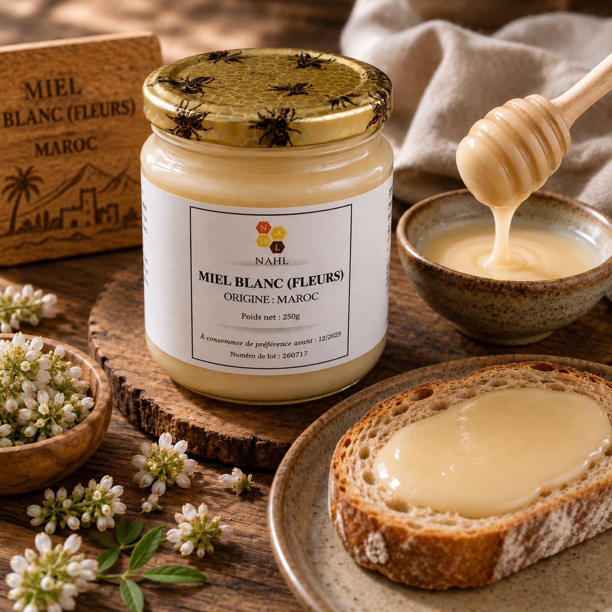 MIEL BLANC (FLEURS) DU MAROC - 250G