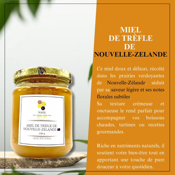 MIEL DE TREFLE DE NOUVELLE-ZELANDE - 250 G