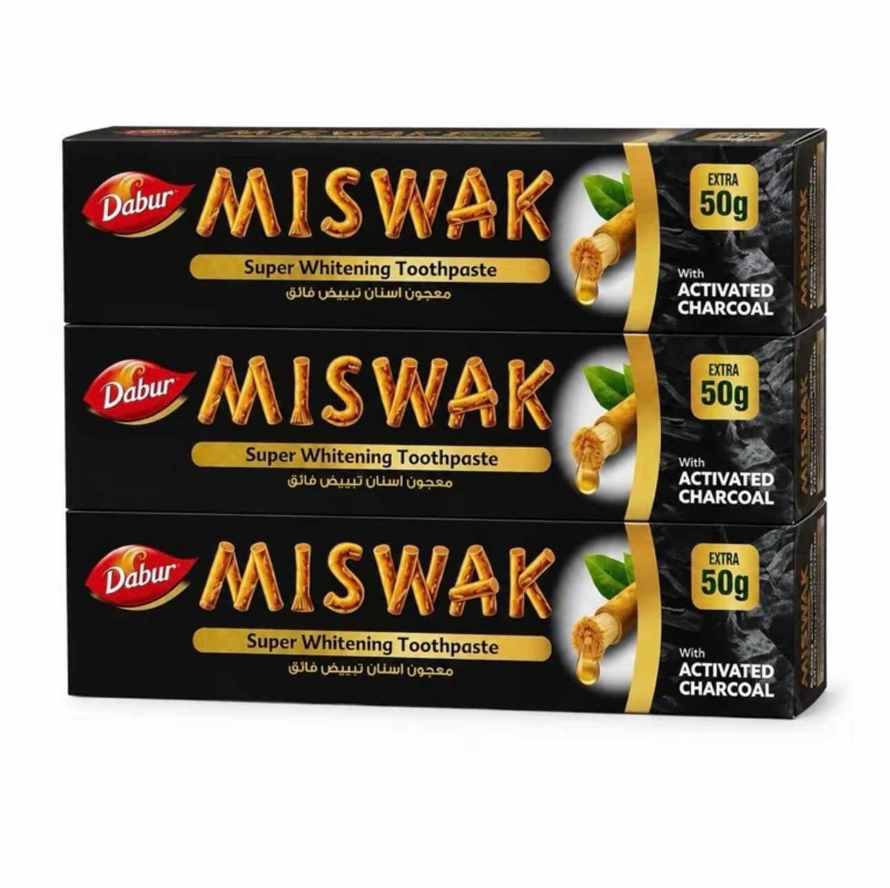 LOT DE 6 DENTIFRICE MISWAK CHARBON - GRAND FORMAT