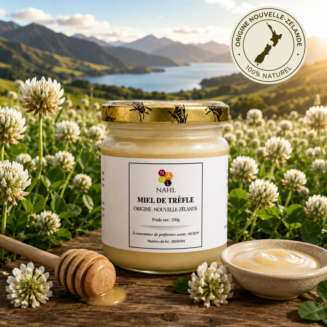 MIEL DE TREFLE DE NOUVELLE-ZELANDE - 250 G