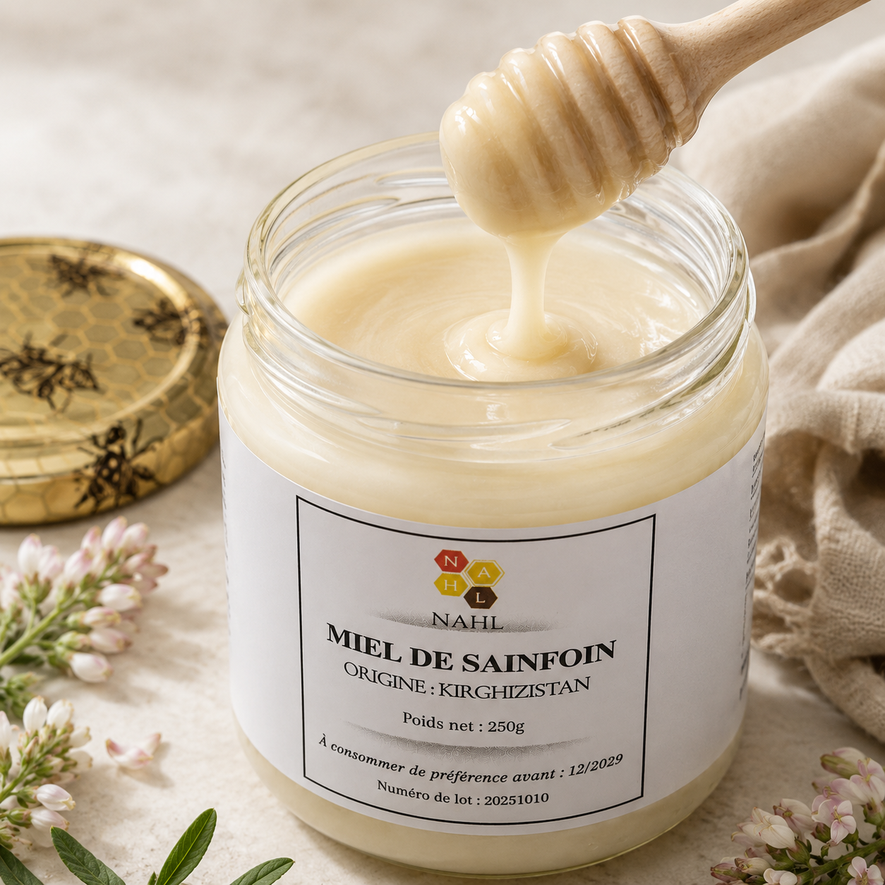 MIEL BLANC DU KIRGHIZISTAN 250 G – MIEL CRÉMEUX DE MONTAGNE