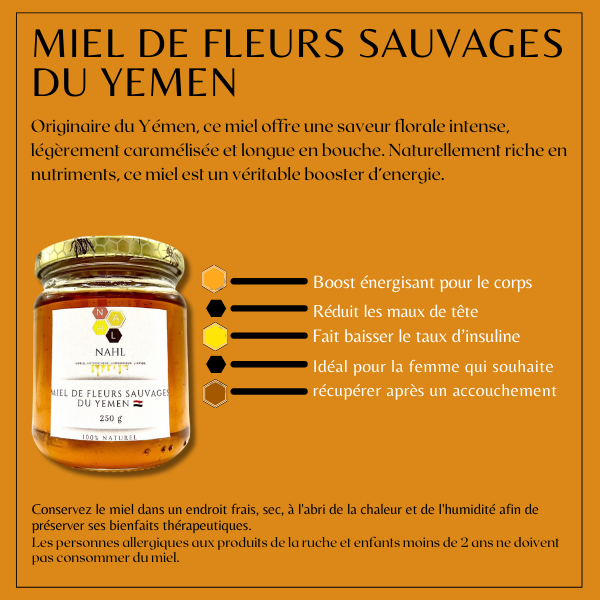MIEL DE FLEURS SAUVAGES DU YEMEN - 250 G