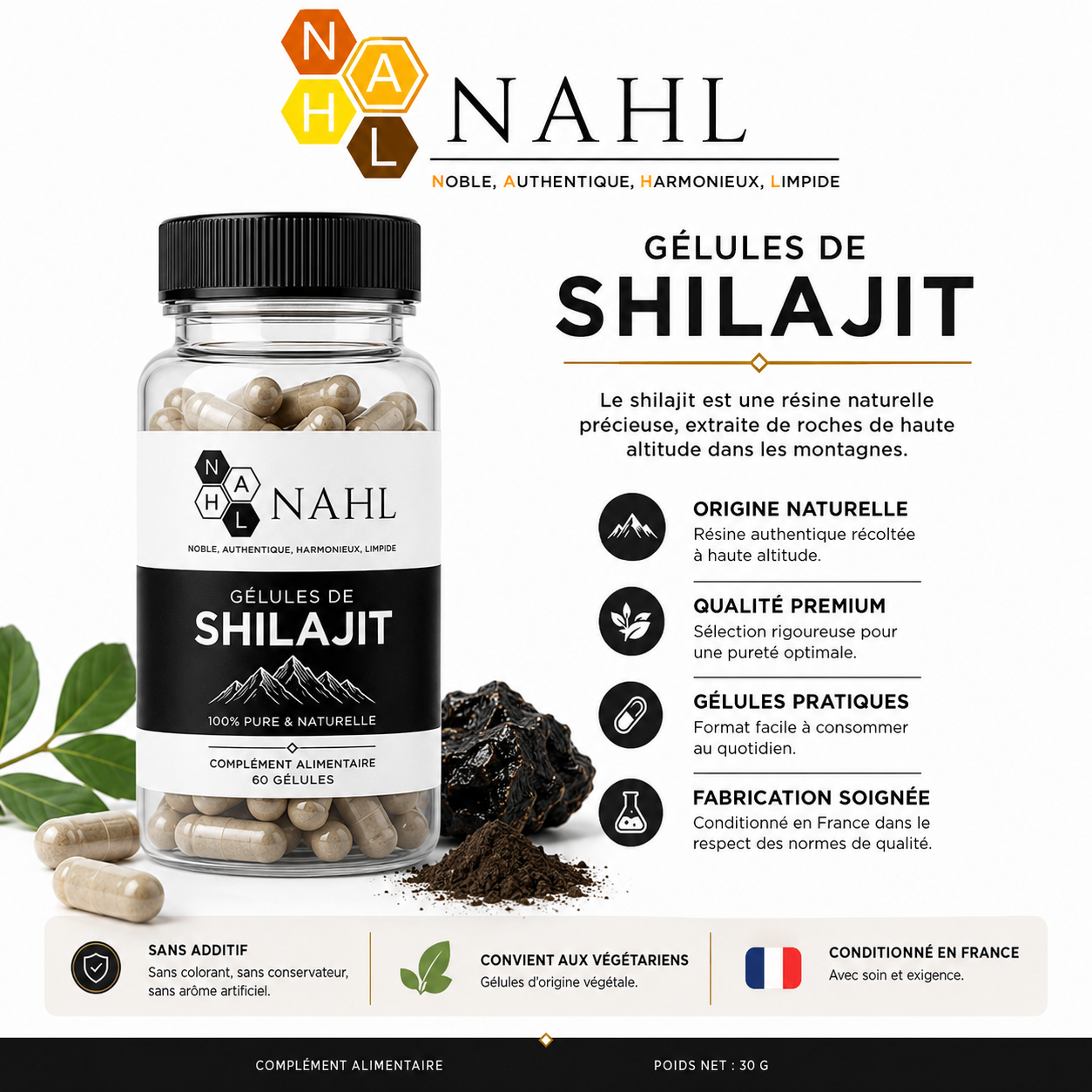 Shilajit Premium – 60 Gélules – Fabriqué en France